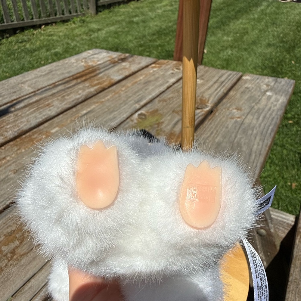Grey Labubu Plush Bunny Keychain Bag Charm-White and Gray Stuffed Animal Toy - Picture 6 of 9